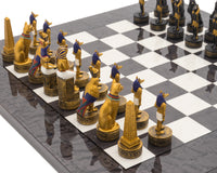 The Ancient Egypt Hand-Painted Themed Luxury Charcoal Chess Set by Italfama