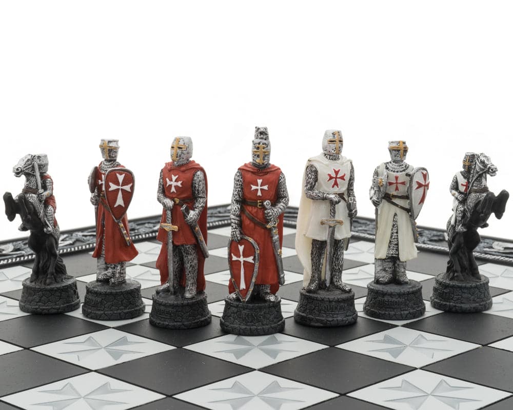 The Knights Templar Crusade Hand Painted Chess Set