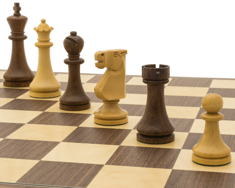 The Pioneer Golden Rosewood and Walnut Folding Chess Set