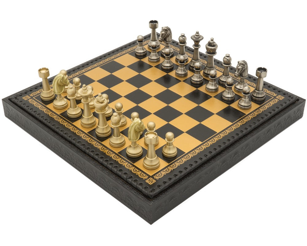 The Turin Nero Italian Chess Set incorporating a Backgammon Board, Draughts and Dice