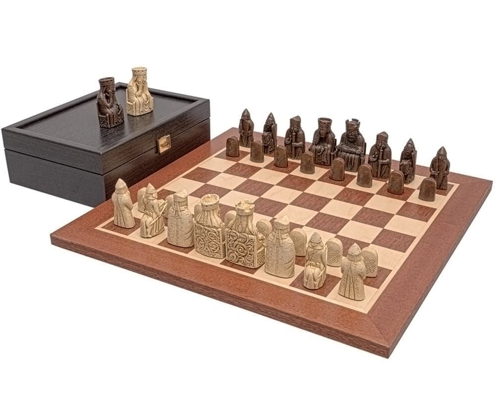 The Regency Isle of Lewis and Mahogany Chess Set mid sized