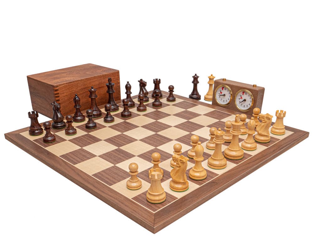 Rosewood and Walnut Deluxe Staunton Chess Set