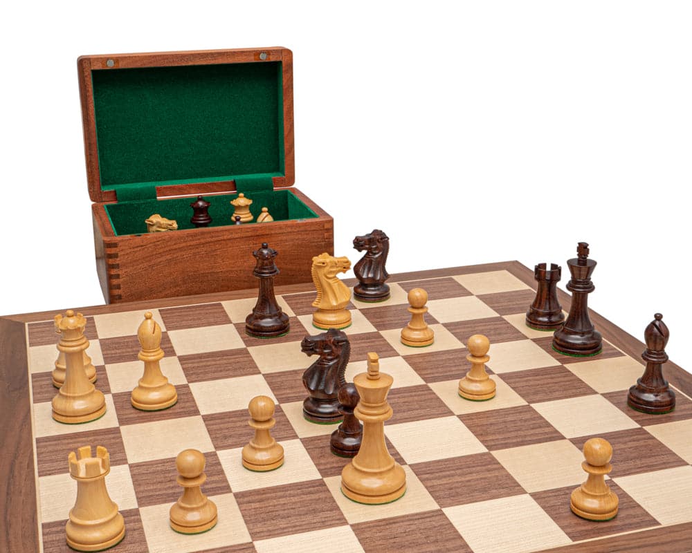 Rosewood and Walnut Deluxe Staunton Chess Set (Hover Image)