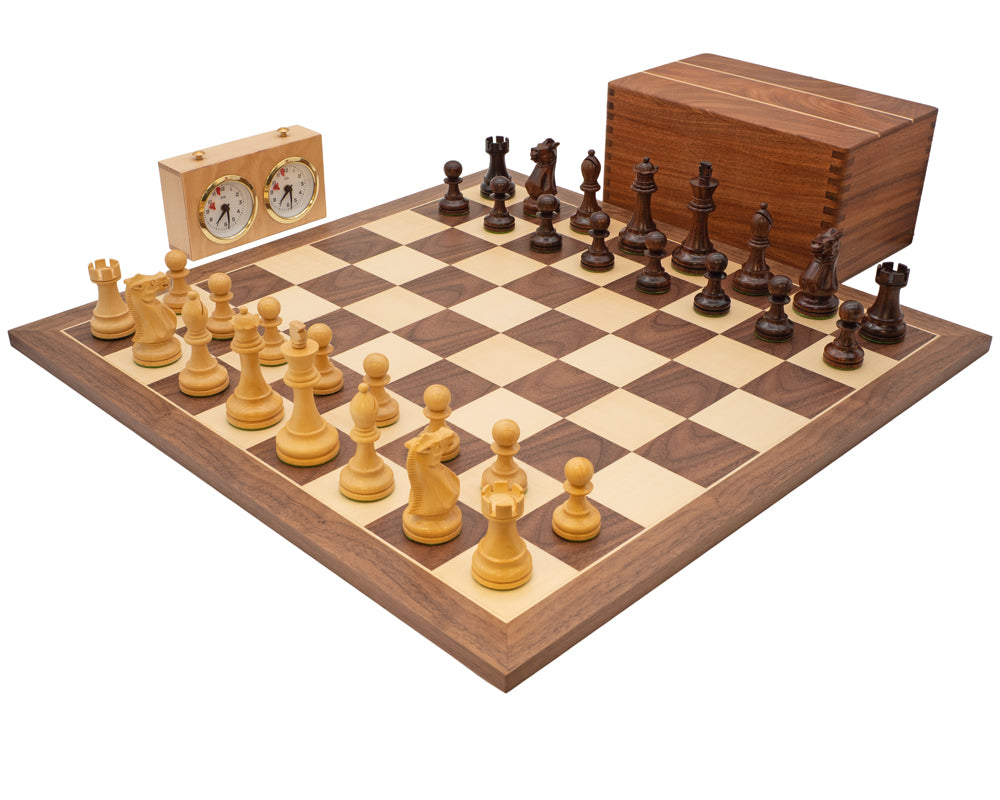 Rosewood and Walnut Deluxe Staunton Chess Set