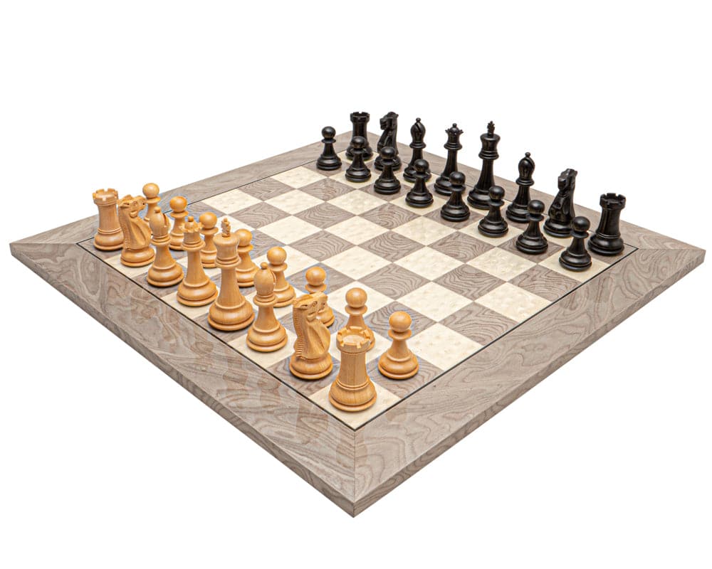 The Victoria Black and Grey Ash Burl Classic Chess Set