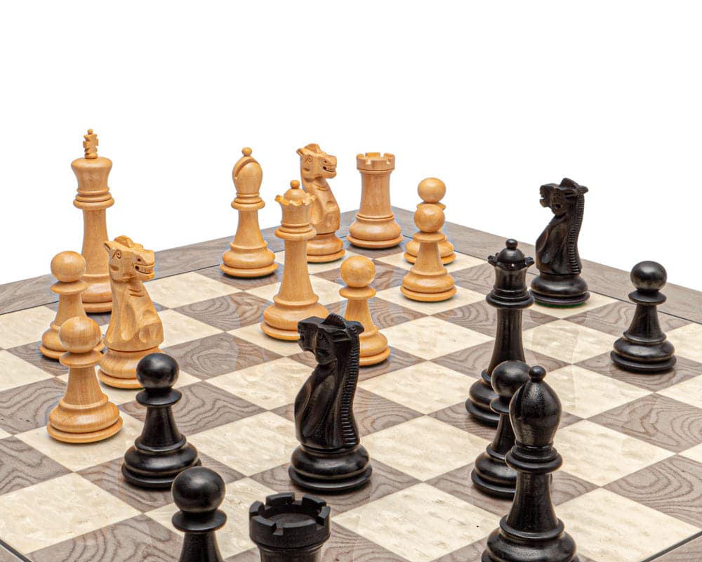 The Victoria Black and Grey Ash Burl Classic Chess Set (Hover Image)