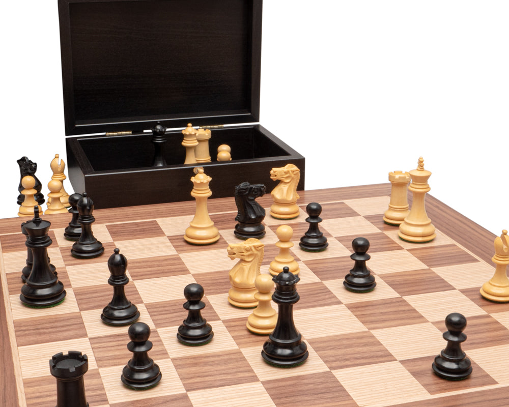 The Highclere Ebony and Walnut Traditional Chess Set