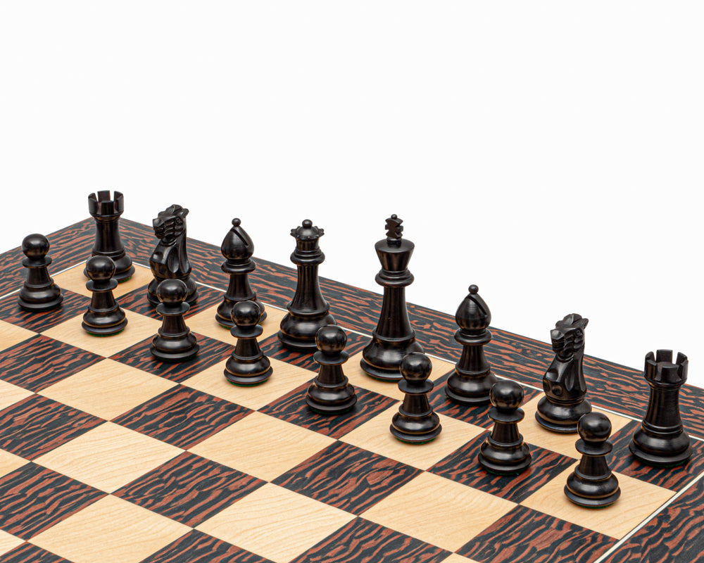 Classic Staunton Tiger Ebony and Black Chess Set