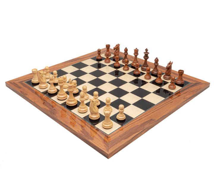 The Trapani Golden Rosewood, Black Anegre and Palisander Chess Set