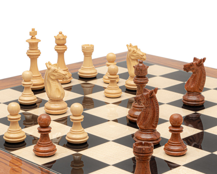 The Trapani Golden Rosewood, Black Anegre and Palisander Chess Set