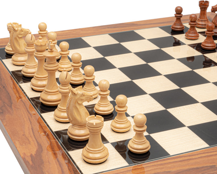 The Trapani Golden Rosewood, Black Anegre and Palisander Chess Set