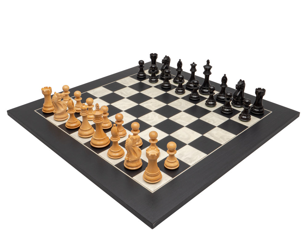 The Fierce Knight Black and Maple Chess Set