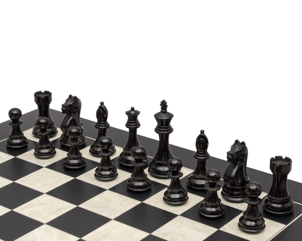 The Fierce Knight Black and Maple Chess Set (Hover Image)