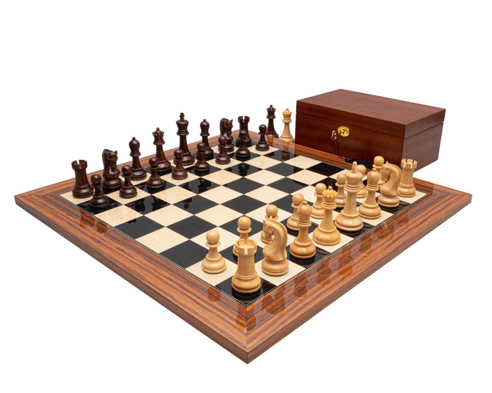 The Leningrad Anjan and Palisander Luxury Chess Set with Cabinet