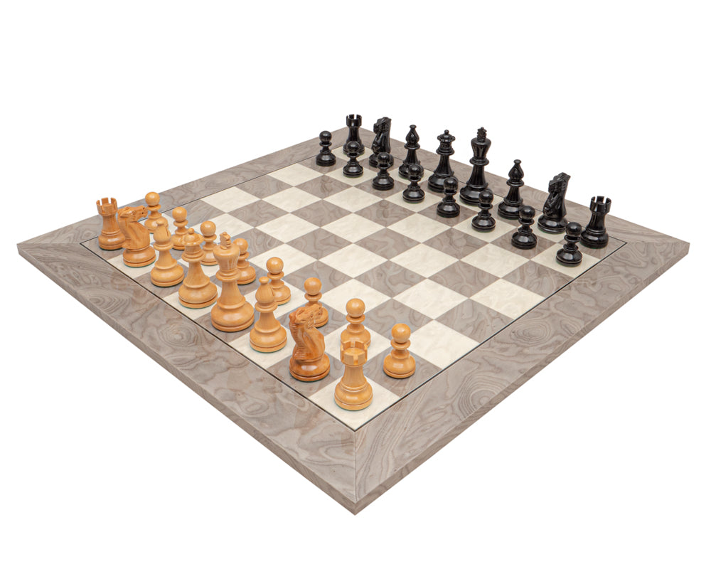 The Atlantic Black and Ash Burl Chess Set