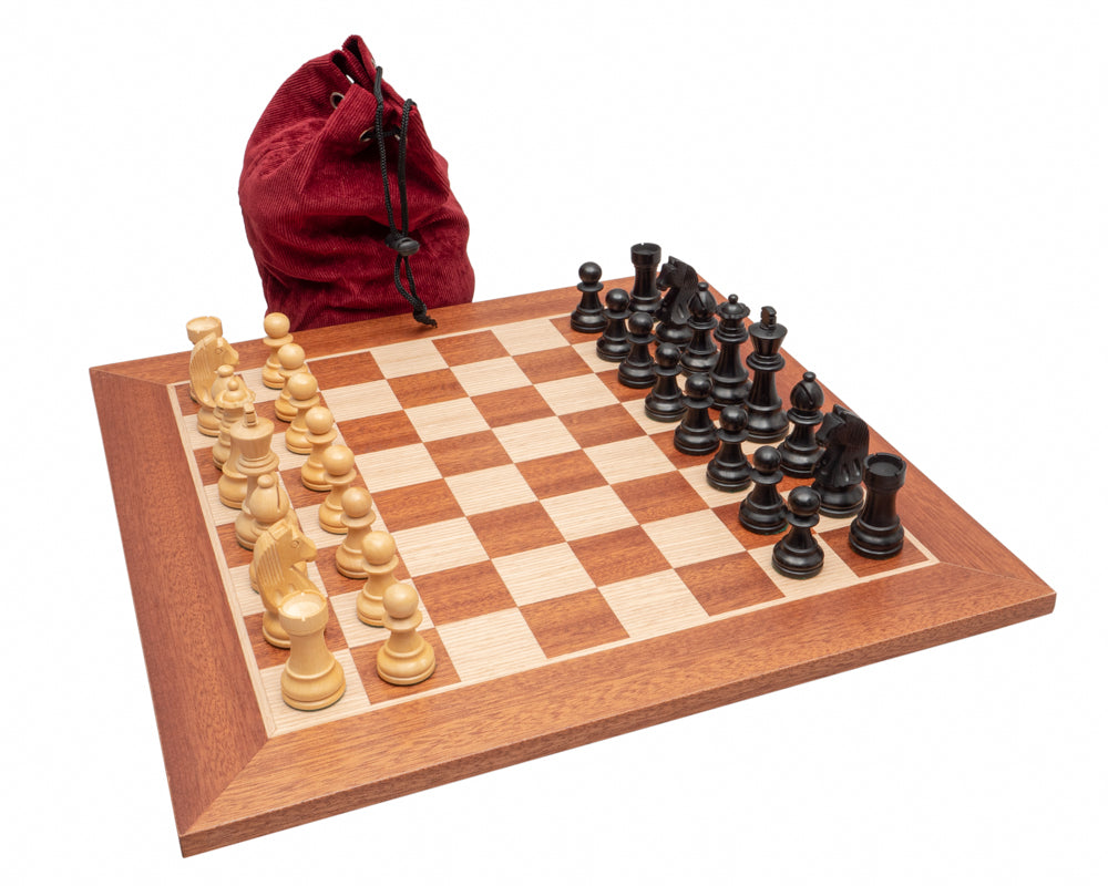 The Down Head Black Mahogany Compact Chess Set With Bag