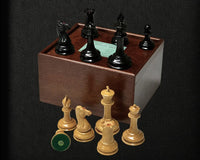 1850 London Limited Edition Ebony and Mahogany Deluxe Chess Set with Case and Clock