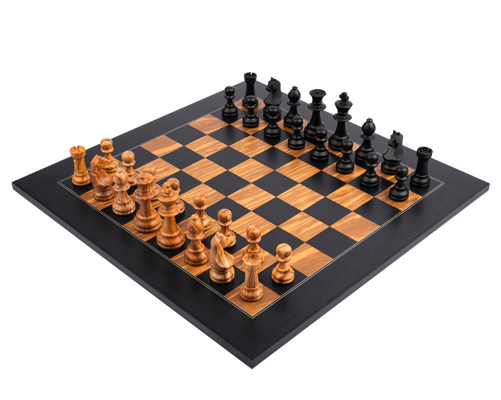 Rechapados Ferrer Black & Olive Deluxe Staunton Chess Set with Case