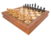 The Down Head Black and Mahogany Chess Set with Cabinet