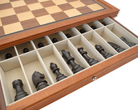 The Down Head Black and Mahogany Chess Set with Cabinet