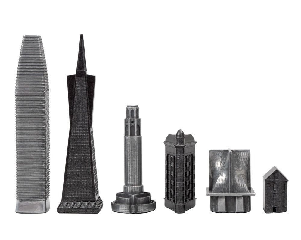 Skyline Premium Metal Chess Pieces - San Francisco Edition