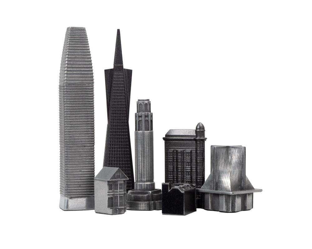 Skyline Premium Metal Chess Pieces - San Francisco Edition